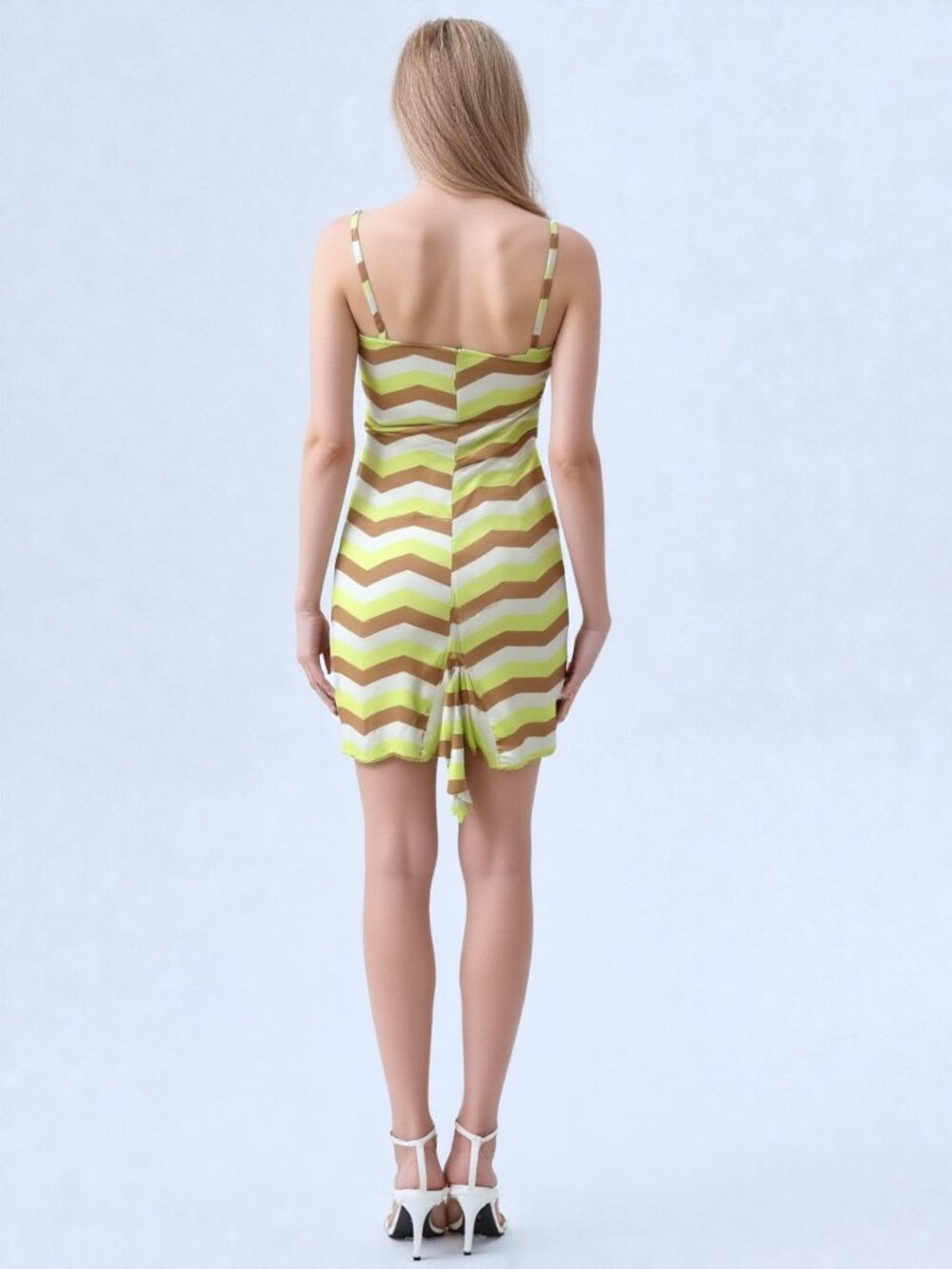 NNOT Auth Versus by Versace vintage Stretchy Silk Chevron mini Summer dress - Picture 3 of 15